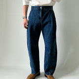 Retro Korean Purchasing Agent Cotton Washed Twill Straight Trousers