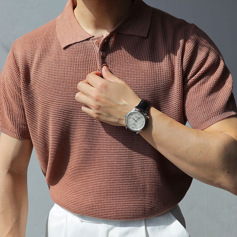 Waffle Knit Polo Shirt