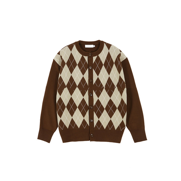 Rhombus Print Sweater Jacket