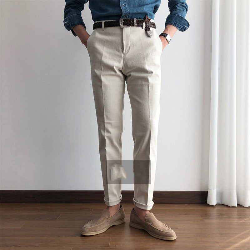 Thick Cotton Slim Trousers