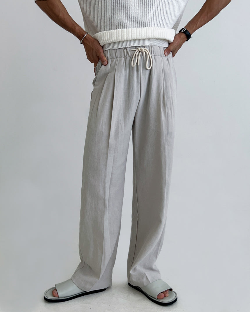 Drawstring Casual Gray Trousers