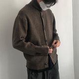 Soft Single-breasted Knitted Cardigan Men's Solid Color Sweater