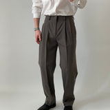 Semi-elastic Waist Mid-stitch Drape Anti-wrinkle Trousers