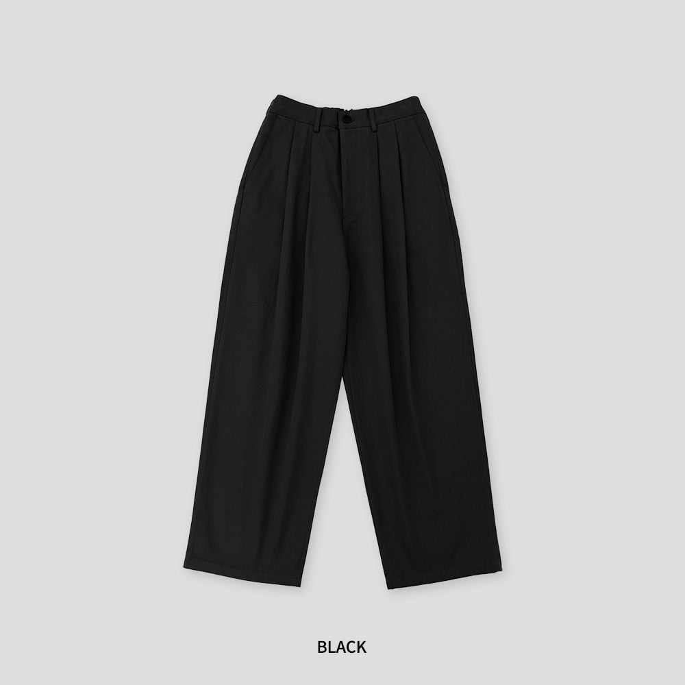 Double Pleat Wide-Leg Pants