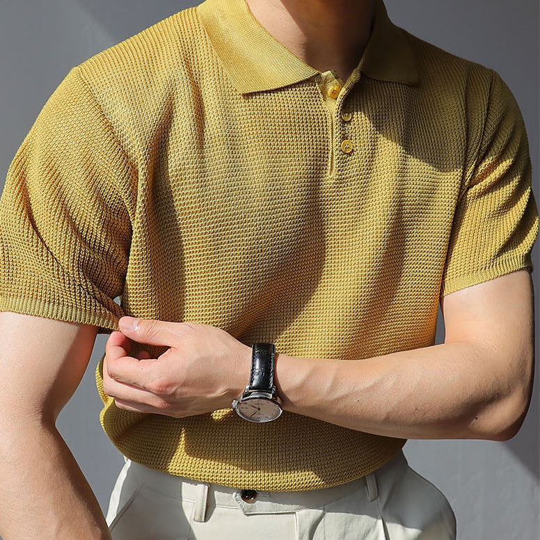 Waffle Knit Polo Shirt