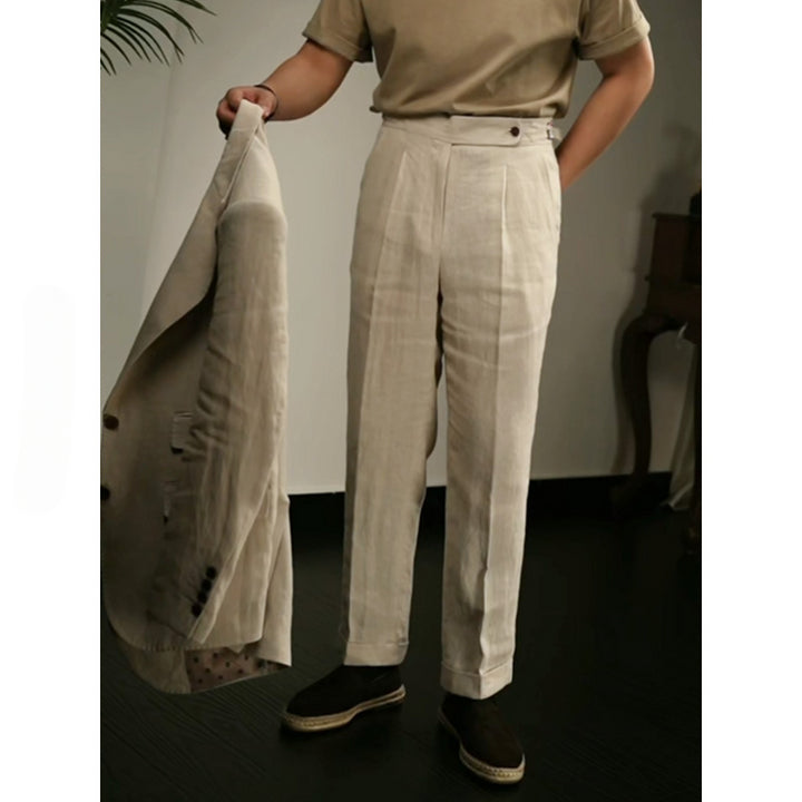 Linen High-Waisted Pants