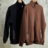 Double-Zip Sweater Jacket with Brushed Velvet Lining