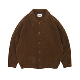 grainy Lapel Wool Blended Knitted Cardigan