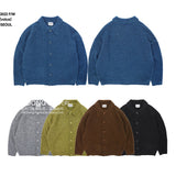 grainy Lapel Wool Blended Knitted Cardigan