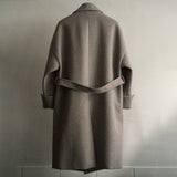 Mid-Length Herringbone Pattern Woolen Coat